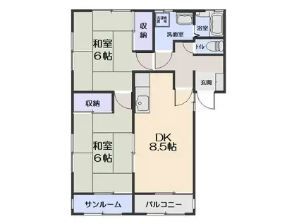 シティコート湊高台A(2DK/2階)の間取り写真