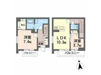 メゾン・ド・ブラン(2LDK/1階)の間取り写真