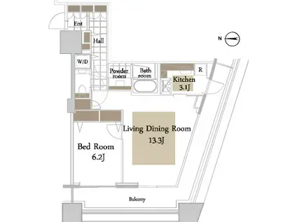 コンシェリア西新宿 TOWERS ウエスト(1LDK/8階)の間取り写真