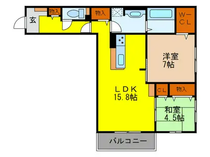 ガーデンパレス箕面 A(2LDK/2階)の間取り写真