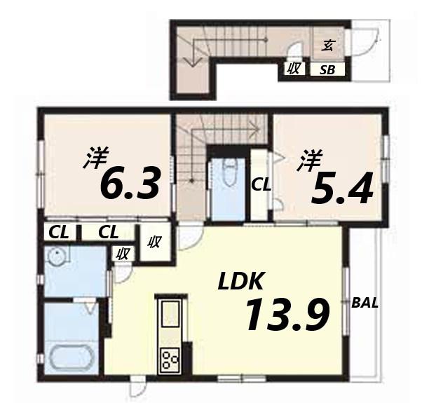 メゾン壽(2LDK/2階)の間取り写真