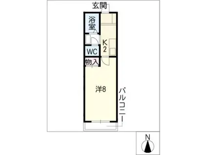 カーサローマ(1K/2階)の間取り写真