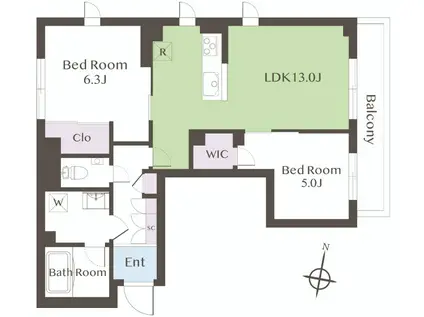 セレニテ東馬込(2LDK/2階)の間取り写真