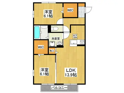 朝日レジデンス学園の森III(2LDK/2階)の間取り写真