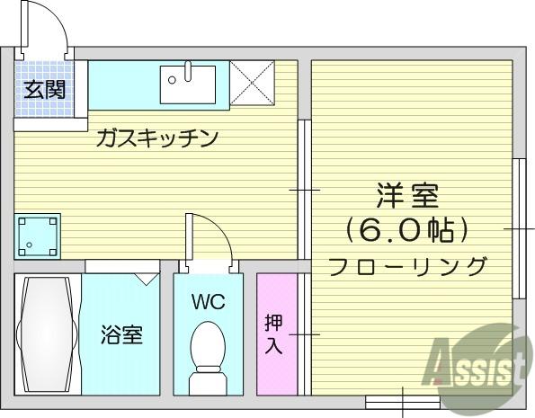 コーポ大畑(1DK/2階)の間取り写真