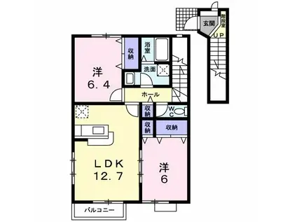 フォレストC(2LDK/2階)の間取り写真