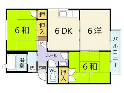 プレジール加藤 B棟(3DK/1階)の間取り写真