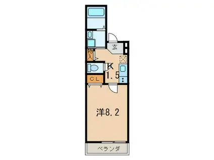 フェリアード立花(1K/3階)の間取り写真