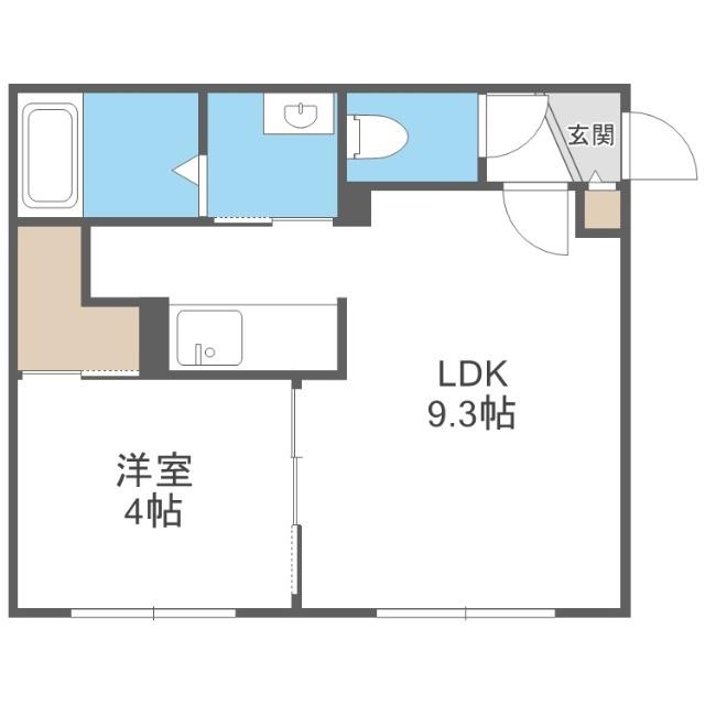 LIEN F・VILLAGE(1LDK/4階)の間取り写真