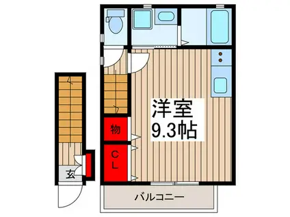 KADOTAハイツ(ワンルーム/2階)の間取り写真