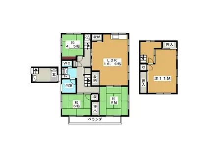 大橋アパート(4LDK/2階)の間取り写真