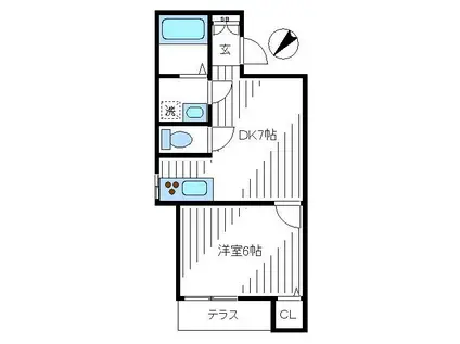 上高田4アパート(1DK/1階)の間取り写真