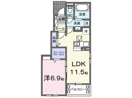 ウェルコナン II(1LDK/1階)の間取り写真