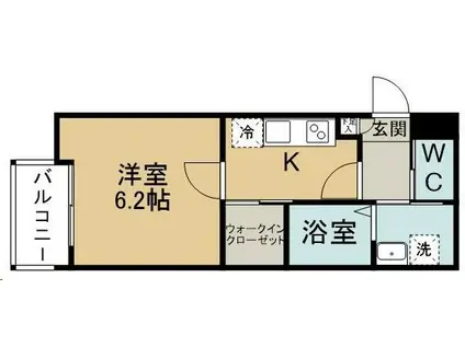 スカイハーツ河原町(1K/1階)の間取り写真