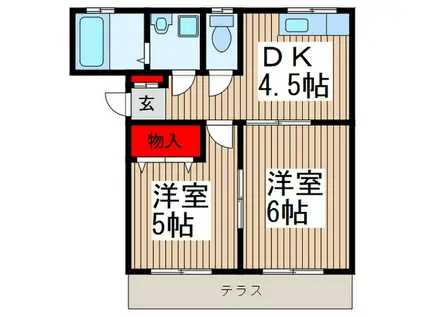 コリンヌ白幡B(2DK/1階)の間取り写真