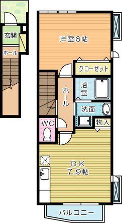 ベルニーニ(1DK/2階)の間取り写真