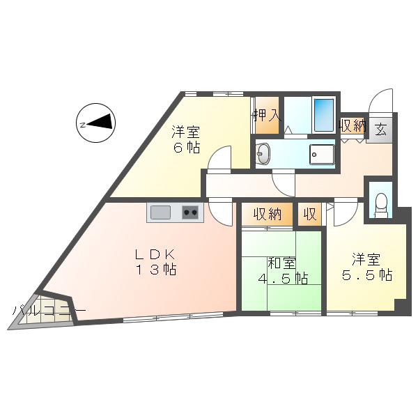 ベルトゥリー若草ANNEX(3LDK/1階)の間取り写真