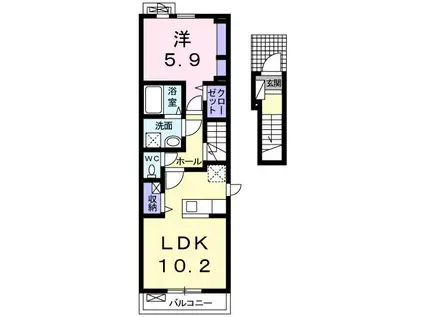 ローゼンハイムK I(1LDK/2階)の間取り写真
