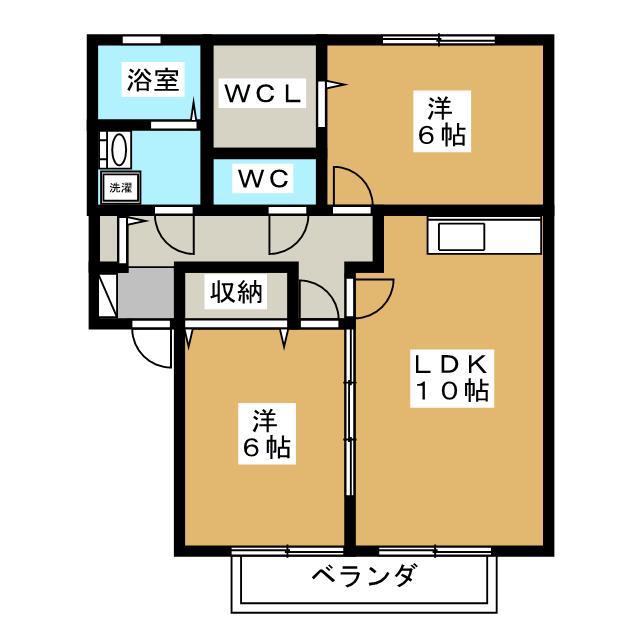 メゾン・トモトールB(2LDK/1階)の間取り写真