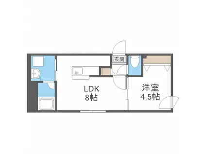 グランドサクセス北6条(1LDK/4階)の間取り写真