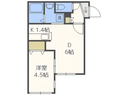 エレンディル(1LDK/4階)の間取り写真
