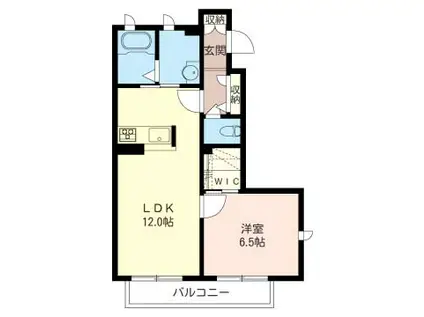 リヴェール(1LDK/1階)の間取り写真