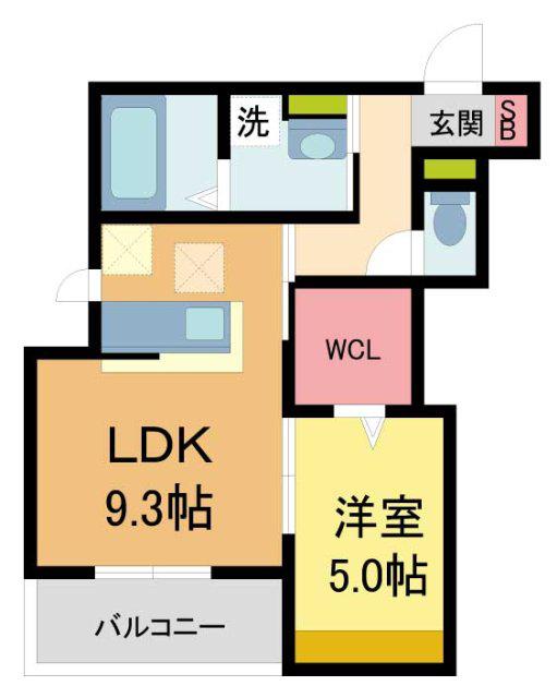 リバーサイド夙川東(1LDK/2階)の間取り写真