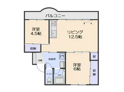 スカイクレストナガワII (2LDK/1階)の間取り写真