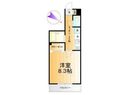 サンピア飯山満(1K/2階)の間取り写真