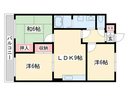 リバティ小松原C棟(3LDK/3階)の間取り写真