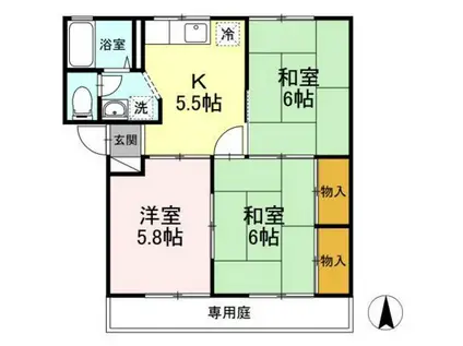 第2プレジール福田(3K/1階)の間取り写真