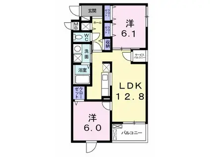 コスモグランデ(2LDK/3階)の間取り写真