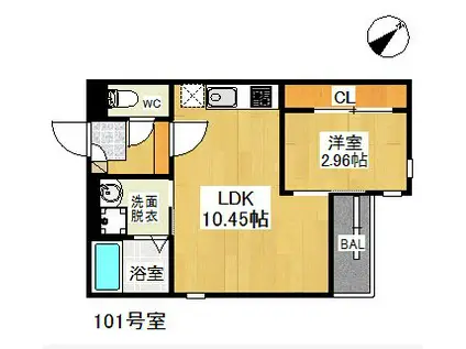 GRANDTIC CREA(1LDK/1階)の間取り写真