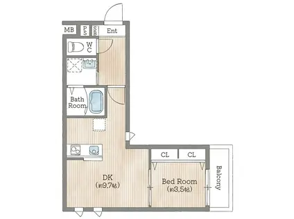 AILE夙川香露園(1LDK/4階)の間取り写真