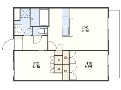 コーポ・アシューレ(2LDK/1階)の間取り写真