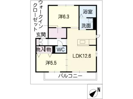 リラシャンテ・アイ(2LDK/1階)の間取り写真