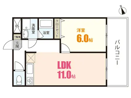 ステイタスオブ中須(1LDK/2階)の間取り写真