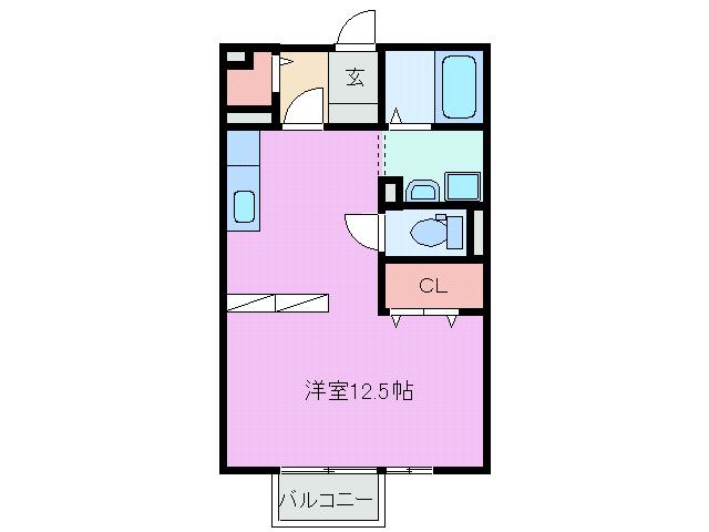 シャルムすずか B(ワンルーム/2階)の間取り写真