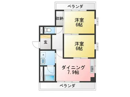 ホシヤマビル(2DK/3階)の間取り写真