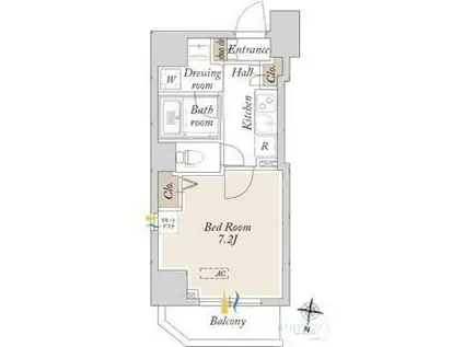 LA DOUCEUR中落合(1K/4階)の間取り写真