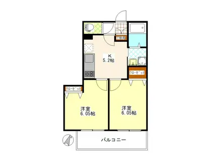 Fグレース(2K/2階)の間取り写真