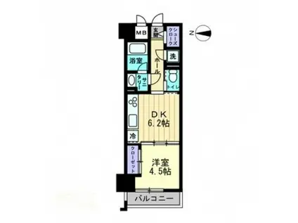 アルファレガロ中央町(1DK/5階)の間取り写真