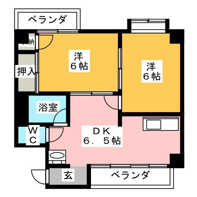 馬渕コーポ(2DK/4階)の間取り写真