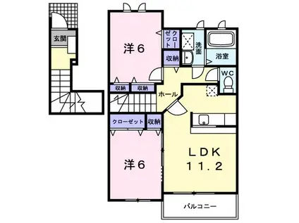 パンテオン B(2LDK/2階)の間取り写真