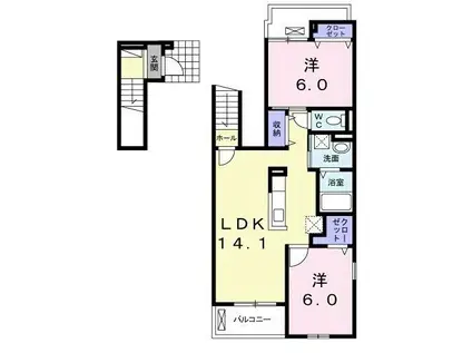 バレー・ヴィレッジ(2LDK/2階)の間取り写真