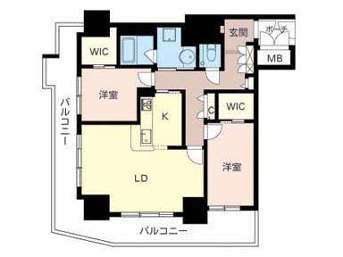 ボアソルテ(2LDK/9階)の間取り写真