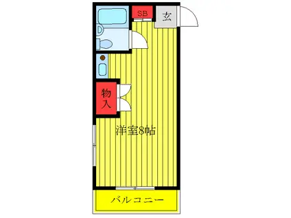 ボウソレイユ(ワンルーム/2階)の間取り写真