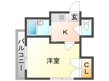 栄町グリーンハイツ(1K/2階)の間取り写真