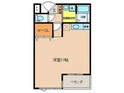 ビオス竹林(ワンルーム/2階)の間取り写真