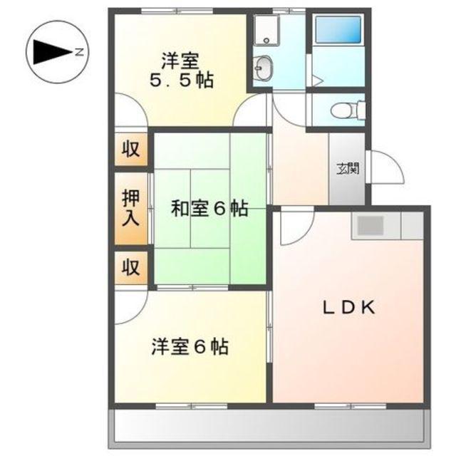 サングリーン西添(3LDK/3階)の間取り写真